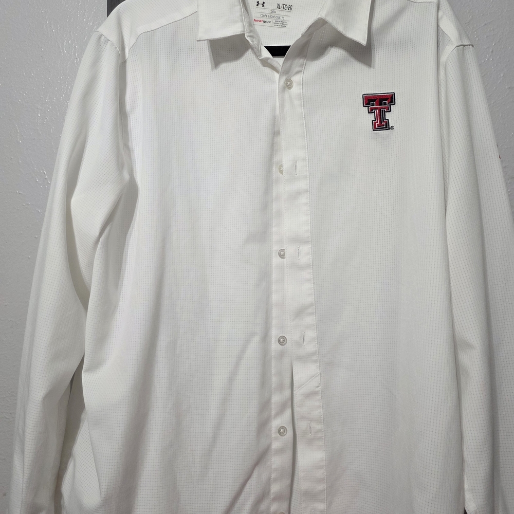 Texas Tech Under Armour White Casual Shirt with Red Emblem